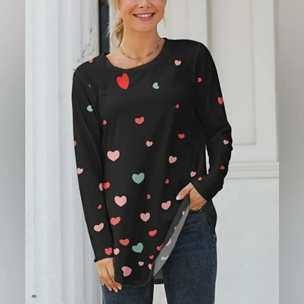 PixieLady Heart Theme Long-Sleeve Tunic sz Small